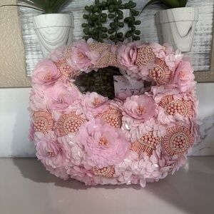 Pink Sequin Beaded Floral Bag- Handcrafted In India